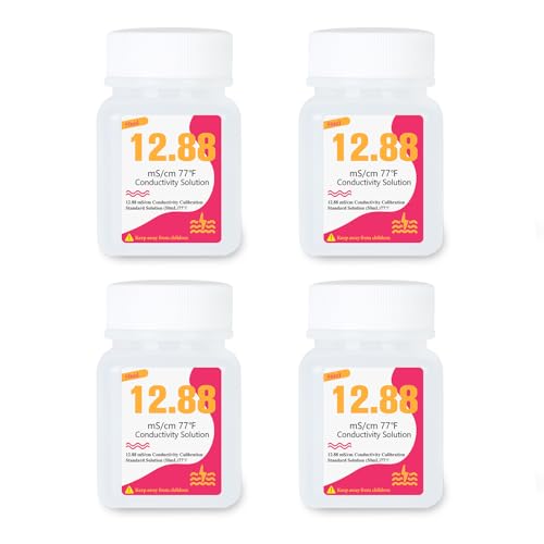 CIZTADA 12.88mS/cm Calibration Solution 50mL Conductivity Standard Calibration Solution Kit 4-Pack for Pool Salinity Tester, Swimming Pool EC TDS Meter, Koi Pond Salinity Tester
