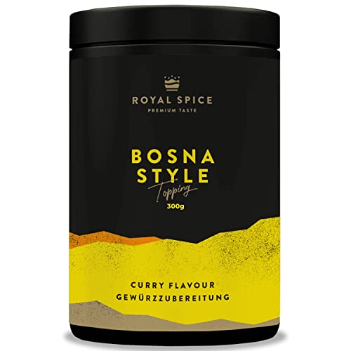Royal Spice Bosna Gewürz 'Bosna Style' 300g – Bratwurst Gewürzmischung für Bosna, Bratwurst und Currywurst – Würzmischung mit Paprika, Ingwer & Curcuma – Wurst Topping, Grillgewürz - Vegan