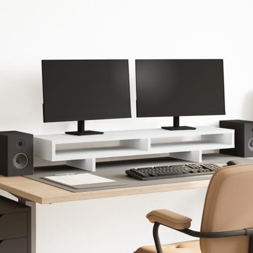 Rehausseur écran stable avec 2 compartiments de rangement bois - 2