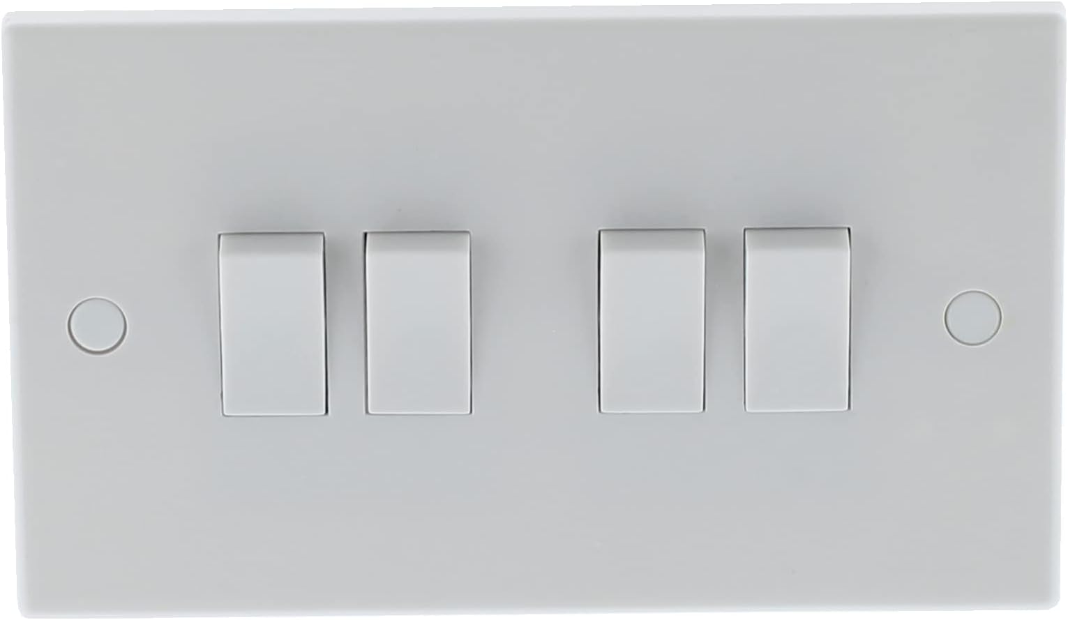 4 Gang 2 Way Electric Wall Light Switch, White Rocker Standard Square 10 Amp By 4Trade - BS EN 60669