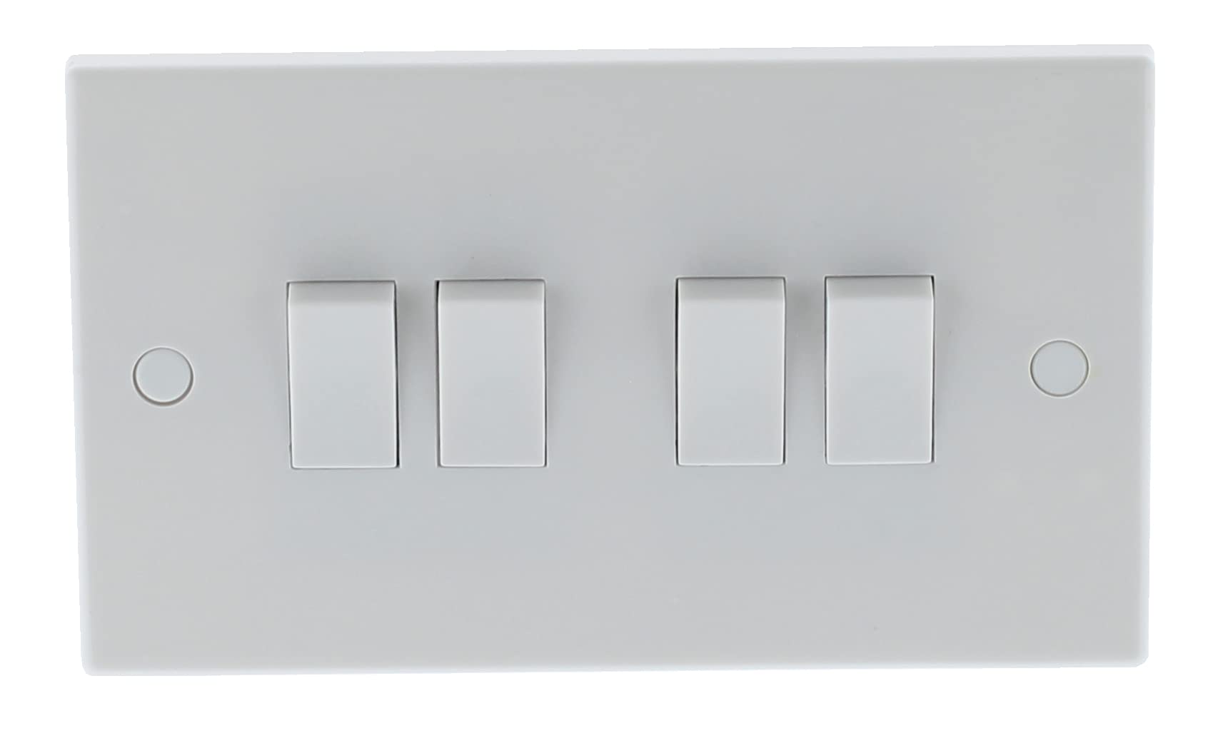 4 Gang 2 Way Electric Wall Light Switch, White Rocker Standard Square 10 Amp By 4Trade - BS EN 60669