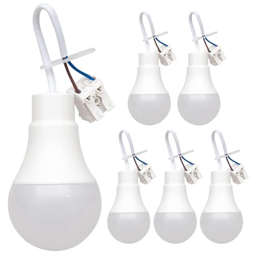 FEILEMAN LED Bauleuchtmittel 11W Renovierlampe - Baufassung mit Leuchtmittel und Steckklemme Super Bright 1055LM Birne Renovierung Sanierung 6 Stück (3000K)