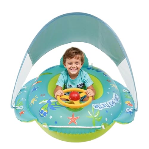 Flotteur pour bébé avec toit et volant : bouée gonflable pour garçon et fille de 1 à 4 ans