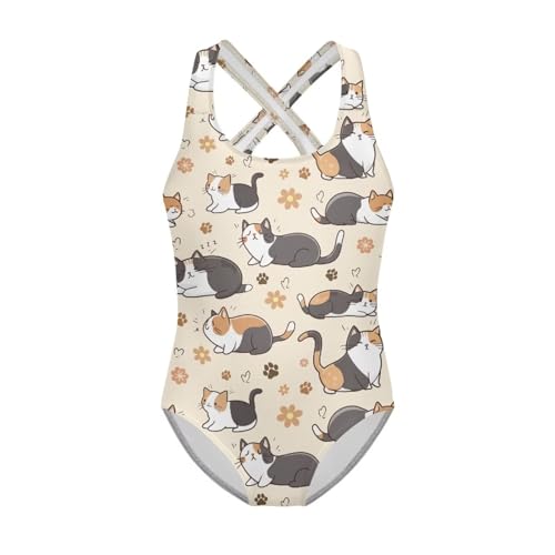 Image of Girls One Piece Swimsuits Quick Dry Beach Bathing Suit Crossback Swimwear 5-14 Years