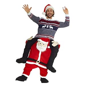 MORPH Costumes Disfraz Papá Noel Adulto a Hombros Trajer Santa Claus, Disfraz Navidad Adulto a Caballito Talla Única