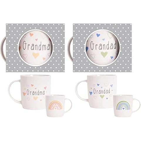 Grandma and Grandad Mugs Coffee Mugs for Best Grandparents, Grandma Grandad Gifts from Grandson, Granddaughter, Grandchildren, Christmas, Anniversary Day Presents, Mothers Fathers Cups Set Cover