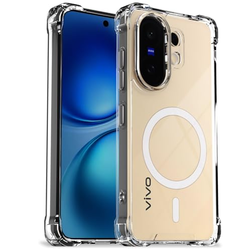 Image of Pikkme Back Cover for Vivo X200 Fe 5G Mag-Safe Shockproof PC + TPU Protective Case Magnetic Support Bumper Case (Transparent Mag-Safe)