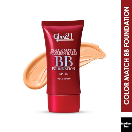 Image of Glam 21 Color Match BB Cream Foundation SPF15 I Foundation & Sunscreen Blemish-free Glow | Non-cakey Daily Use | Non-greasy & Lightweight | Long-lasting Radiant Makeover| 46gm - 05 Medium Tan