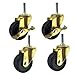 roulettes Brass Heavy Duty Castor Roues, Meubles Table Basse Roulette pivotante Roue, avec Frein et sans Frein, Tige Filetée M8x25mm,roulettes Ensemble de 4 Pièces