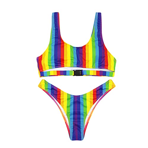 Womens Sexy Bikini High Waist Plush Up Swimwear Strap Cutout Swimsuits Two Piece Bathing Suit with Buckle2