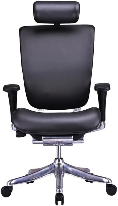 Enklave Genuine Leather Ergonomic Office Chair - Lumbar Support, Modern Executive chair for Home & Office - Comfortable Desk Chair with Headrest & Seat Slider, 4D Adjustable Armrest – Black