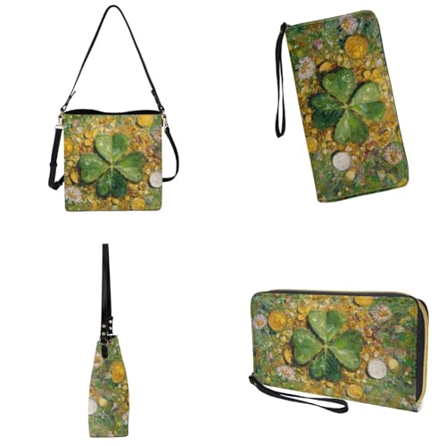 Image of Bucket Crossbody Bag Set for Women Lady, Leather Purse and Wallet Set Large Bucket Bag with Wallet