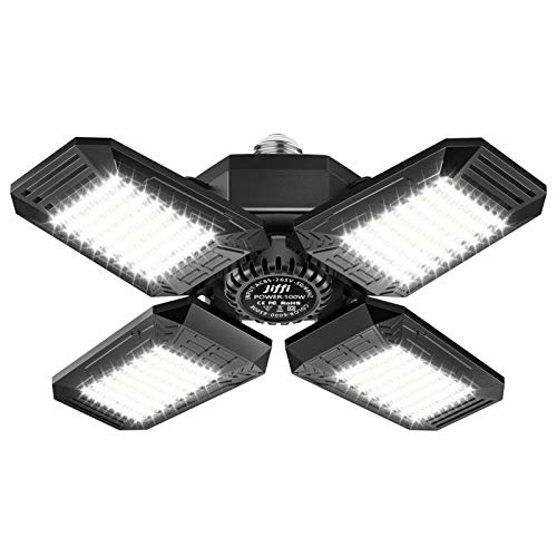 LED Garage Lights, 100W Beyond Bright Ceiling Lights with 4 Adjustable Panels, 10000LM E26/E27 Workshop Lighting, Daylight Perfect for Barn Basement Warehouse Residential, High Bay Light