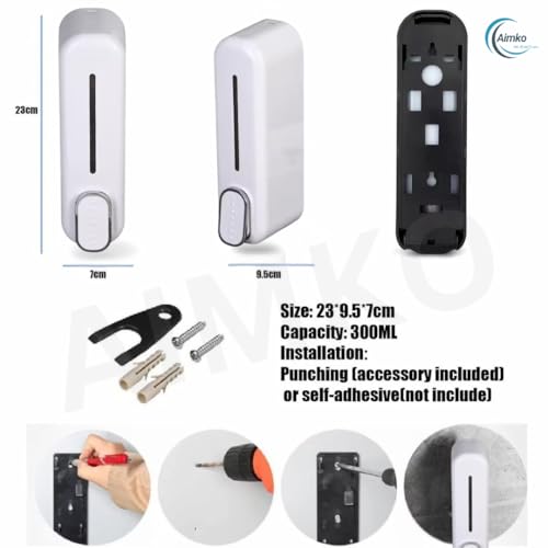 Image of Black ABS Wall Mounted Soap Dispenser: Leak-Free Hand Wash & Shampoo Bottle for Bathroom, Kitchen, Shower, Ideal Home Gadget & Organiser for Soap Dispenser in Wash Basin. (White)