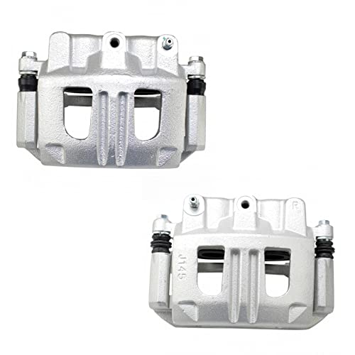 Image of TRQ Front Brake Caliper Set Zinc Coated Brackets Compatible with 2005-2006 Chevrolet Equinox 2006 Pontiac Torrent 2004-2007 Saturn Vue