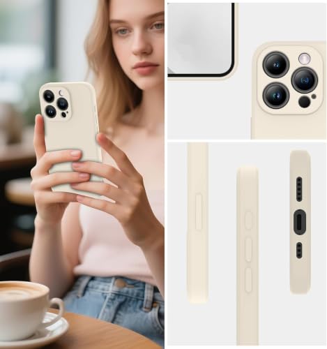 Image of DIZORO Square Microfiber Candy Case Compatible for iPhone 15 Pro Max Shockproof Slim Back Cover Liquid Silicone Case - Stone Grey
