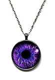 Victorian Vault Cat Dragon Eye Pendant on Chain (Purple)