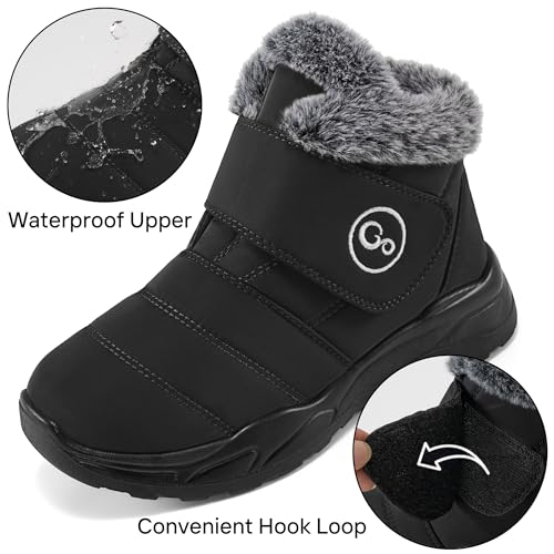 Winter Snow Boots for Women Waterproof: Fur Lined Warm Womens Boots Anti Slip Hook Loop Comfortable Booties Outdoor4