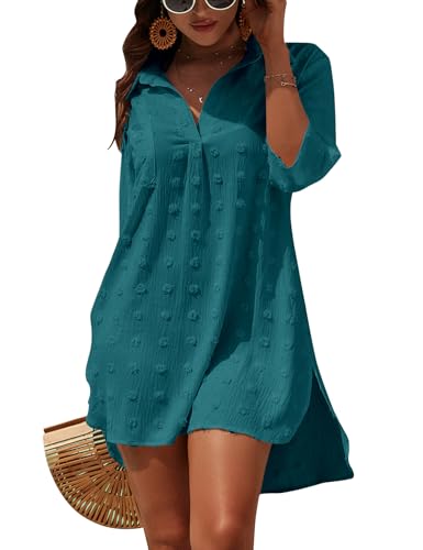 Image of Blooming Jelly Womens Swimsuit Coverups White Chiffon Bikini Swimwear Beach Cover Up Dress Shirt