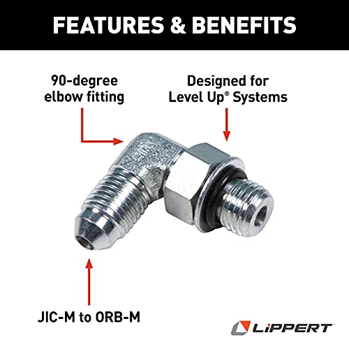 Lippert Components 113128 1/4" Hydraulic Fitting - 90° Elbow (6801-04-04), Silver #TOP2