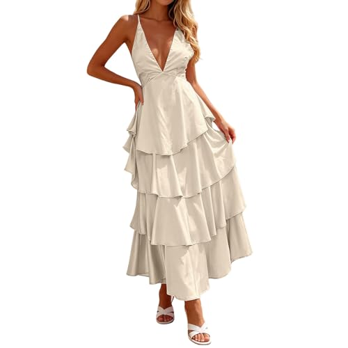 Robe de soirée sans manches col en V pour bal et mariage chic