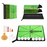 NEWCARE Golf Hitting Mat with Curved Ball Tray, 3-in-1 Golf Practice Mat, Fairway Rough Putting Surfaces, Non-Slip Rubber Base, 16 x 14 Inch Portable Golf Training Mat, Gift Idea