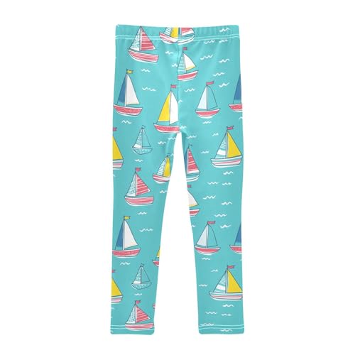 Wusikd Colorful Sailboats Girls' Leggings Toddler Doodles Cute Kids Yoga Pants Dance Active Tights 4T2