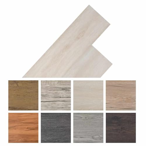 vidaXL PVC Laminat Dielen 5,02m&sup2; 2mm Selbstklebend Eiche Wei&szlig; Vinyl Bodenbelag