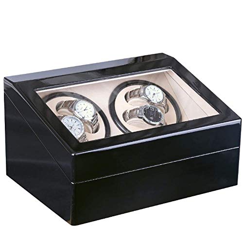 Caja giratoria de madera para 4 relojes automáticos con acabado de lujo 5