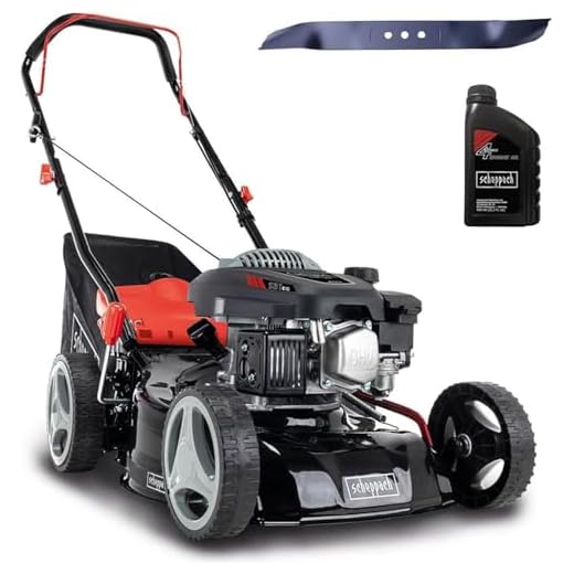 Scheppach Rasenmäher RM420 | 3in1-3,4PS | Schnittbreite 420mm | 45L Fangkorb | Schnitthöhenverstellung 25-75 mm | inkl. Motoröl & Ersatzmesser