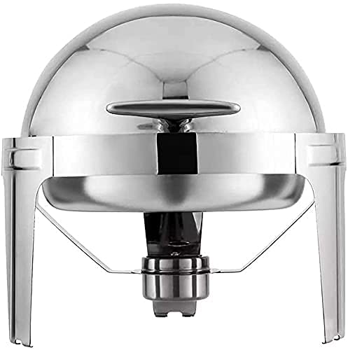 ywewsq Round Roll Top Chafing Dish, 6,8 Liter Edelstahl Chafer und Buffetwärmer Set mit Essenspfanne, Wasserpfanne und… – Bild 4