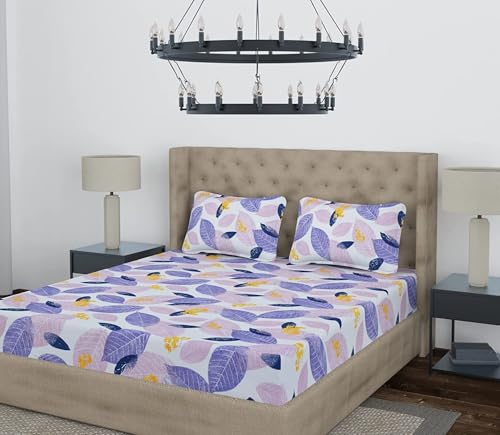 Image of BEVI Premium Microfiber 300 TC Fabric Pillow Cover Ultra Soft & Smooth Printed White Mix Patta Fade Resistant & Wrinkle Free Pack of 2 Pillowcase