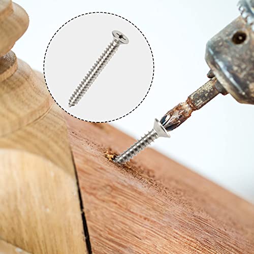 100 pcs 8x1-1215 inch stainless steel phillips flat head wood screwsstainless steel 18-8 a2304 screwhome screw kit by qisheng
