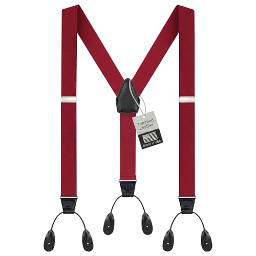 Image of HOLD'EM Tuxedo Button Suspenders for Men - Mens Dress Suspenders Formal | 100% Genuine Leather | Made in USA | Regular & Tall
