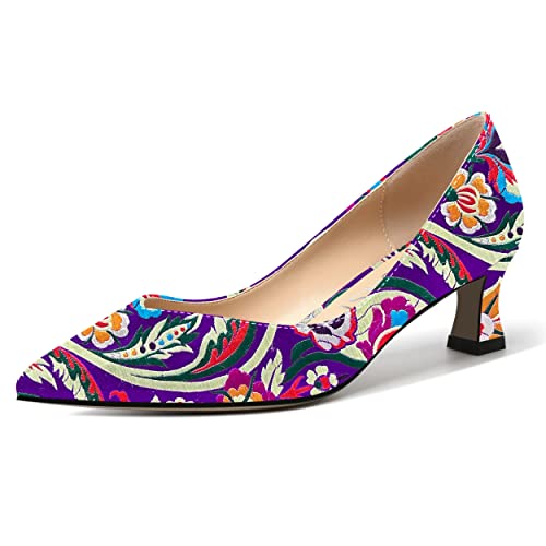 SHOWFOREST Women's Patent Dress Solid Pointed Toe Slip On Bridal Kitten Low Heel Pumps Shoes 2 Inch