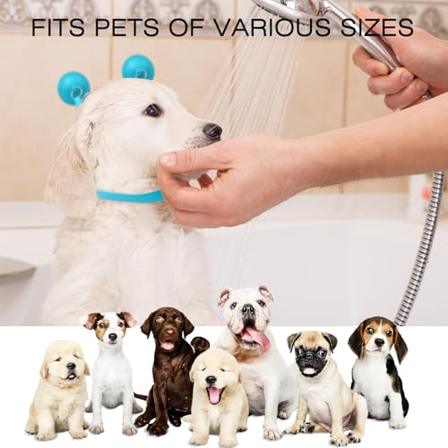 Image of Dog Bathing Tether with Dual Suction Cup- 2024 New Dog Washing Restraint Leash with Adjustable Collar for Pet Shower Bath Grooming - Easy Clean (Blue)