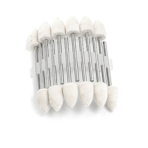 GBSTORE 12 Pcs Mandrel Mounted White Conical Felt Point Polishing Tool