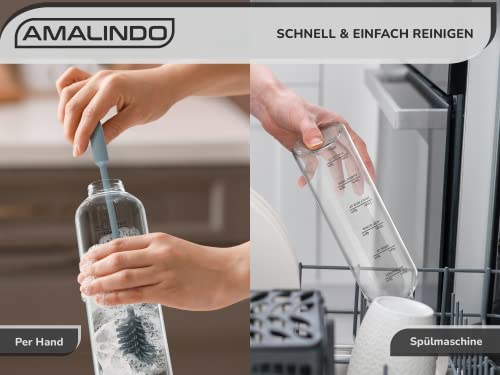 Sport Trinkflasche Amalindo aus Glas 1 Liter bruchsicher