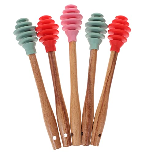 Cabilock Silicone Honey Stirring Rods 5pcs Set Mini Honey Dippers Non-stick Stain-resistant Non-abrasive