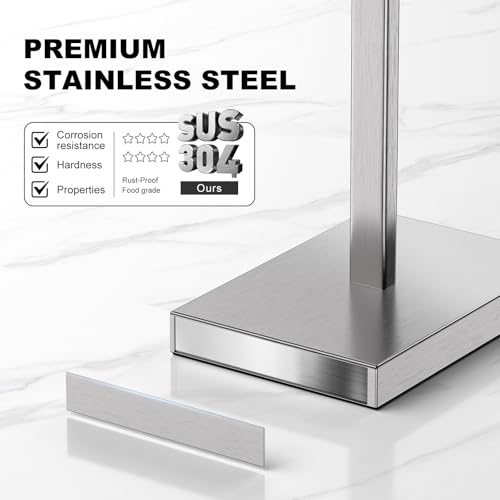 Nickel Toilet Paper Holder Stand,Stainless Steel Toilet Paper Holder Free Standing,Stable Weighted Base Floor Tissue Roll Holder for Bathroom,Modern Pivoting Toilet Paper Stand by Pucscsrg - Used condition - Image 5