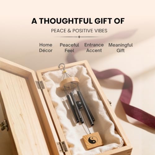 Image of Plus Value 5 Pipe Wind Chimes for Balcony Home Positive Energy Decor Garden Outdoor Feng Shui Metal Hanging Bells Big Size (Positivity Vibes Windchimes for Office Decoration, Black)