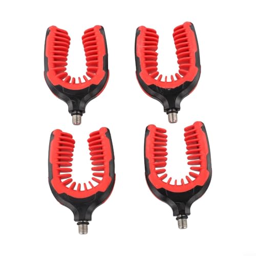 Fauhapyway Lot de 4 têtes de support de canne à pêche à la carpe en caoutchouc TPR avec filetage de 1,9 cm (rouge)