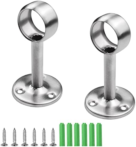 Baven 2 Pack Stainless Steel Closet Pole Sockets Heavy Duty Closet Rod 25mm Round Shaped Flange Socket with Screws for Ceiling Wardrobe Bracket Shower Curtain Rod Easy Installation or Quick Removal