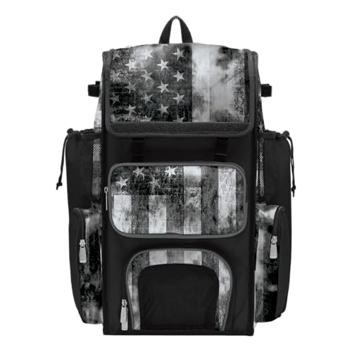 Boombah Superpack Bat Bag - Backpack Version (no wheels) - Holds 4 Bats - USA Old Glory Black Ops Black/Charcoal/White