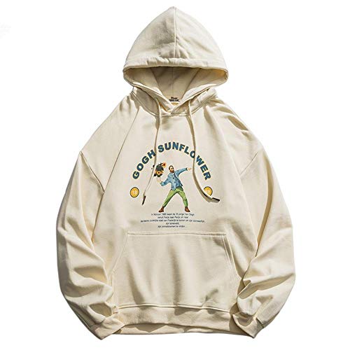 Hommes Hip Hop drôle Sweat à Capuche Van Gogh Tournesol Harajuku Streetwear Pull à Capuche Coton Automne rétro Sweat à Capuche Beige, Beige, M Cover
