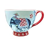 16oz / 450ml Coffee Mug Large Ceramic Mug Elephant Embossed Design Tea Cup for Tea Hot Chocolate Latte Cappuccino Microwave & Dishwasher Safe (White Mug(F))