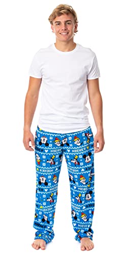 Disney Men's Mickey Mouse Goofy Donald Fair Isle Pajama Pants Big and Tall3