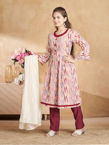 Image of Aarika Girls Ethnic Wear Grey Colour Abstract Print Kurti