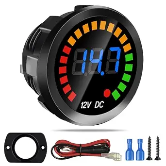 Waterproof DC 12V Voltage Meter with 3-Color LED Display