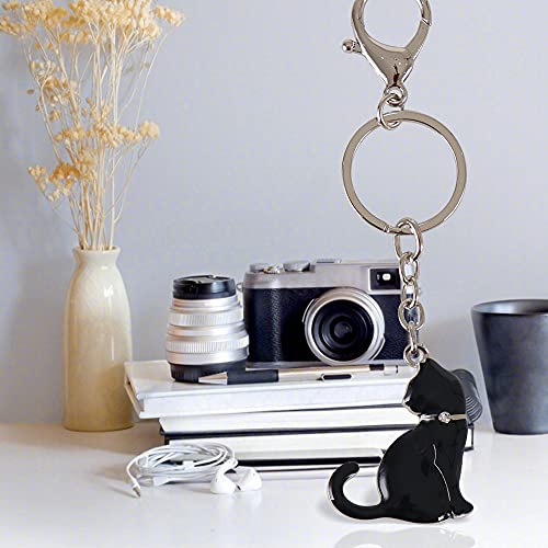 Lasody Cute Black Little Cat Keychain Pet Keychain Car Keyring For Women Men For Purse Pendant Handbag Bag Mobile Phone Decoration Gift #TOP4
